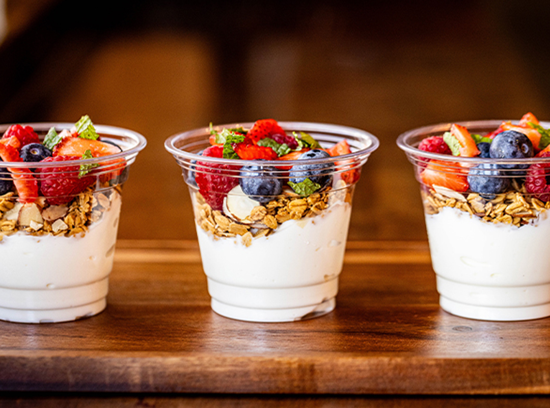 Vanilla Yogurt & Granola Parfaits with berries